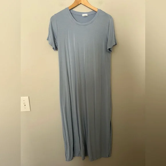 Lake Pajama Bamboo Short Sleeve Lounge Dress in Tide Blue